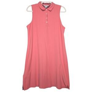 Tommy Bahama Coral Preppy Coastal Sleeveless Summer Polo Dress Large‎